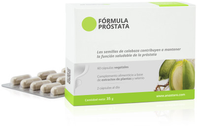 Con selenio, sabal, ortiga y calabaza que contribuye a mantener la funci&oacute;n saludable de la pr&oacute;stata